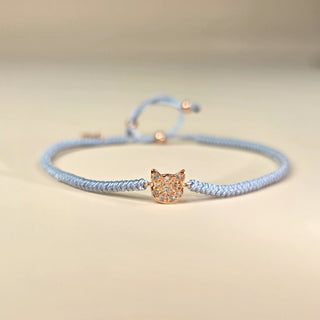 ハンドメイド 猫の編み込みブレスレット - ブルースピネル