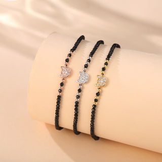 ブラックスピネル キャットシルバーブレスレット