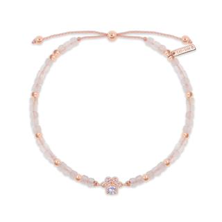 シルバー 肉球ブレスレット - ローズクォーツ