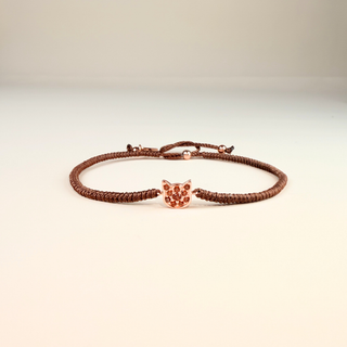 ハンドメイド 猫の編み込みブレスレット - レッドスピネル